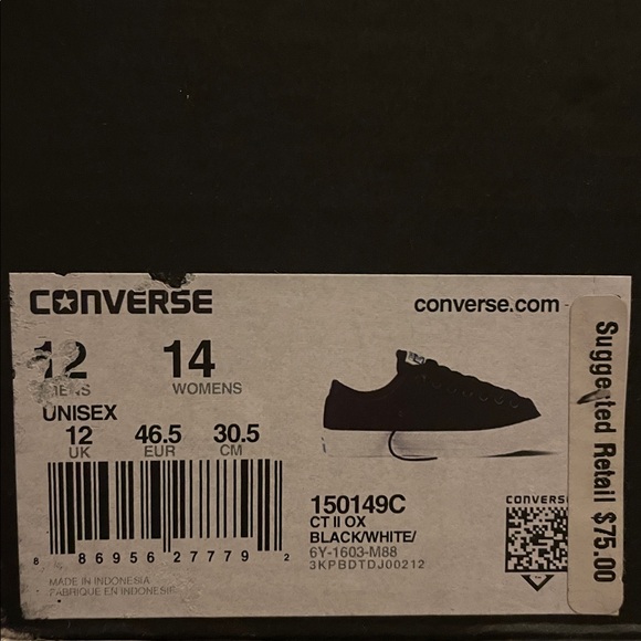 Converse Classic Black sneakers size 12 good condition - Picture 5 of 5